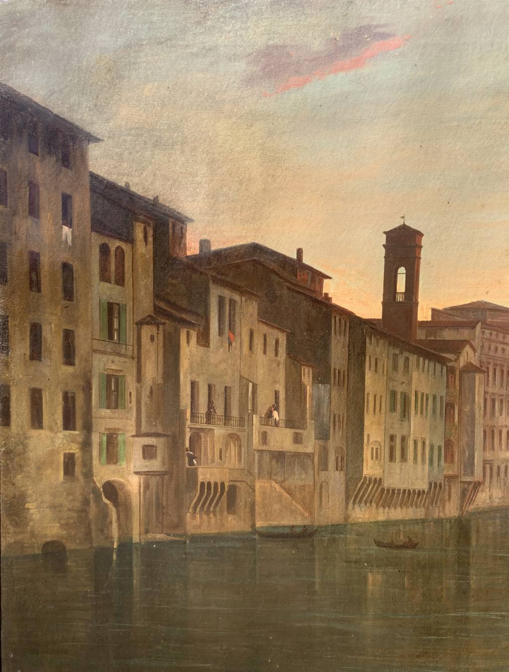 Italian painter (19th century) - Florence, view of the Lungarno near the Santa Trinita Bridge. - Image 6