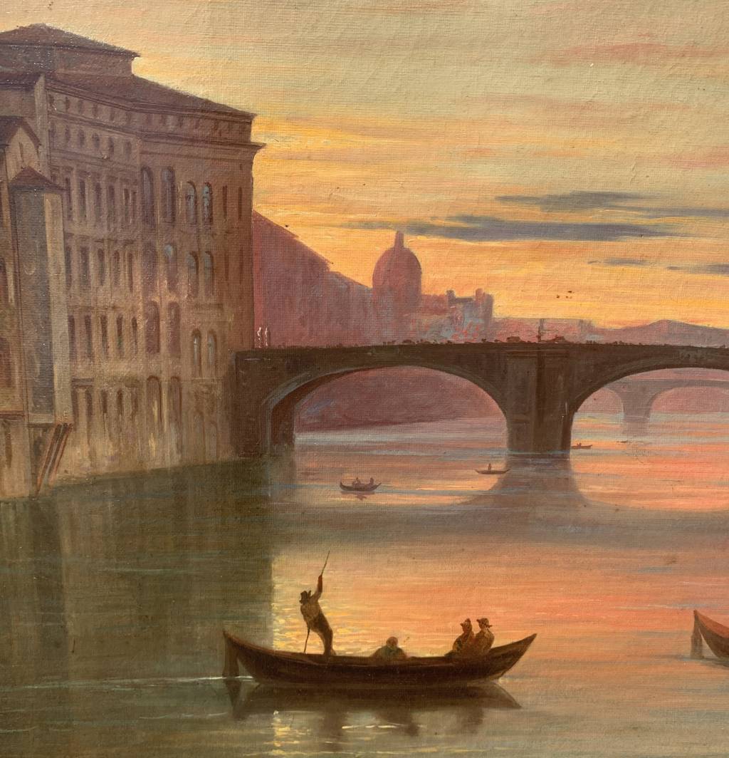 Italian painter (19th century) - Florence, view of the Lungarno near the Santa Trinita Bridge. - Image 5