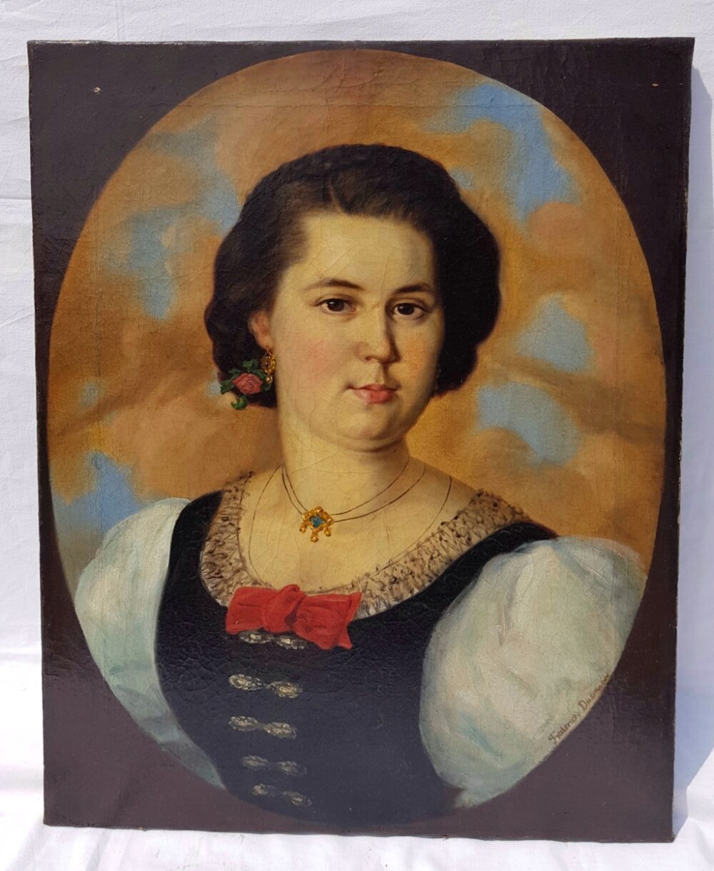 Frederick Dielman (Hannover 1847 – Washington 1935) - Ritratto di donna. - immagine 4