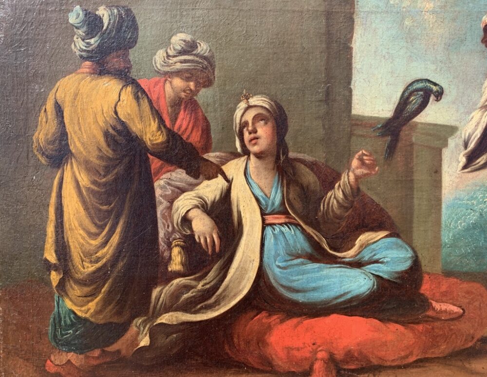 Venetian painter (18th century) - Turkish nobles with a parrot and a musician. - Image 6